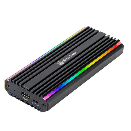 Silverstone USB-C 3.2 Gen2 10Gbps NVMe and SATA M.2 SSD RGB portable enclosure Silverstone USB-C 3.2 Gen2 10Gbps NVMe and SATA M.2 SSD RGB portable enclosure
